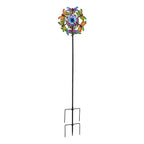 Solar Gartenleuchte Windrad, Eisen, 140 cm, Mehrfarbig