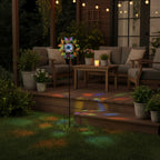 Solar Gartenleuchte Windrad, Eisen, 140 cm, Mehrfarbig