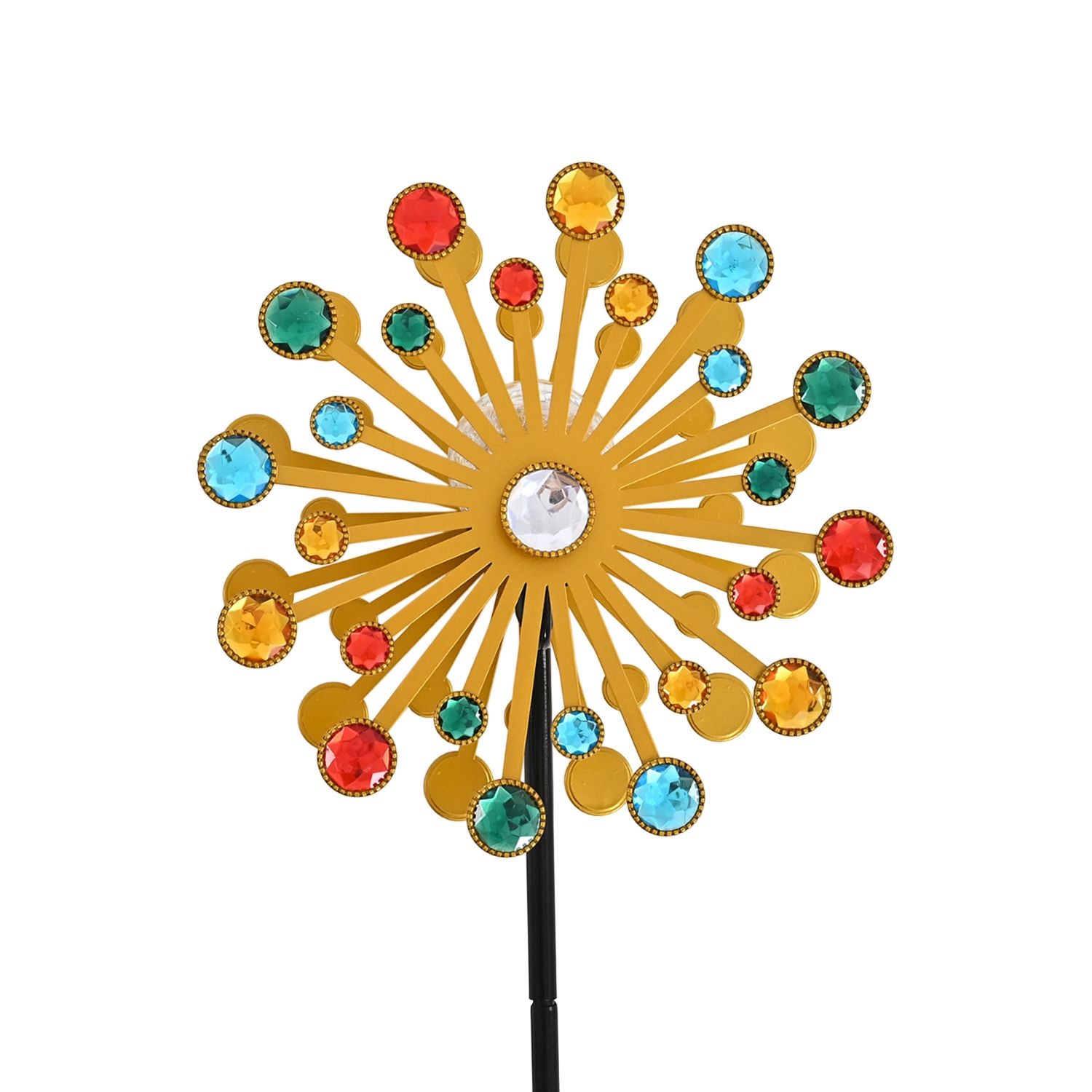 Solar Gartenstecker Windspiel mit LED Licht und Spinner, Eisen, 140 cm, Multicolor