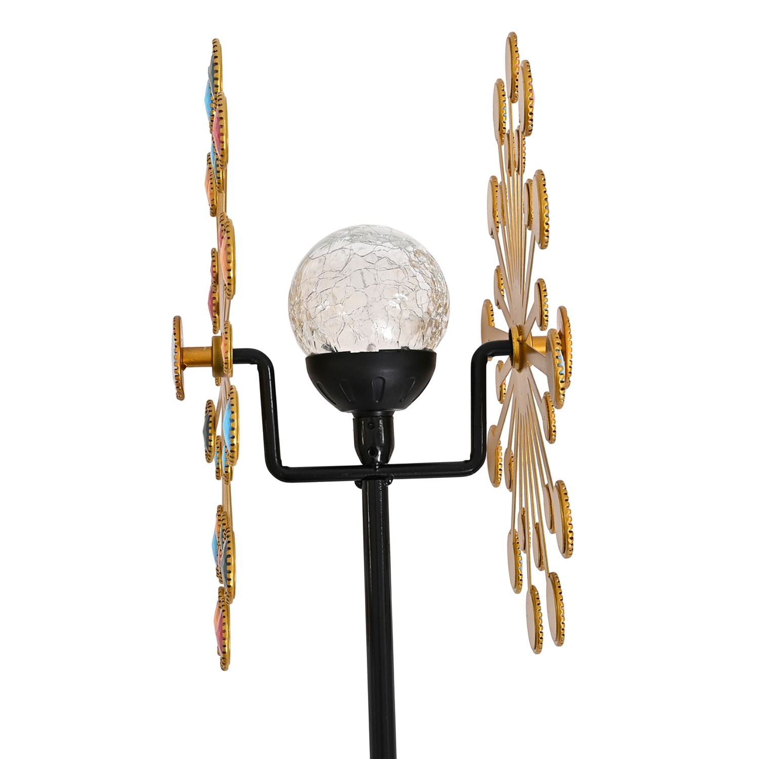 Solar Gartenstecker Windspiel mit LED Licht und Spinner, Eisen, 140 cm, Multicolor
