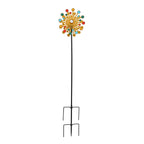 Solar Gartenstecker Windspiel mit LED Licht und Spinner, Eisen, 140 cm, Multicolor