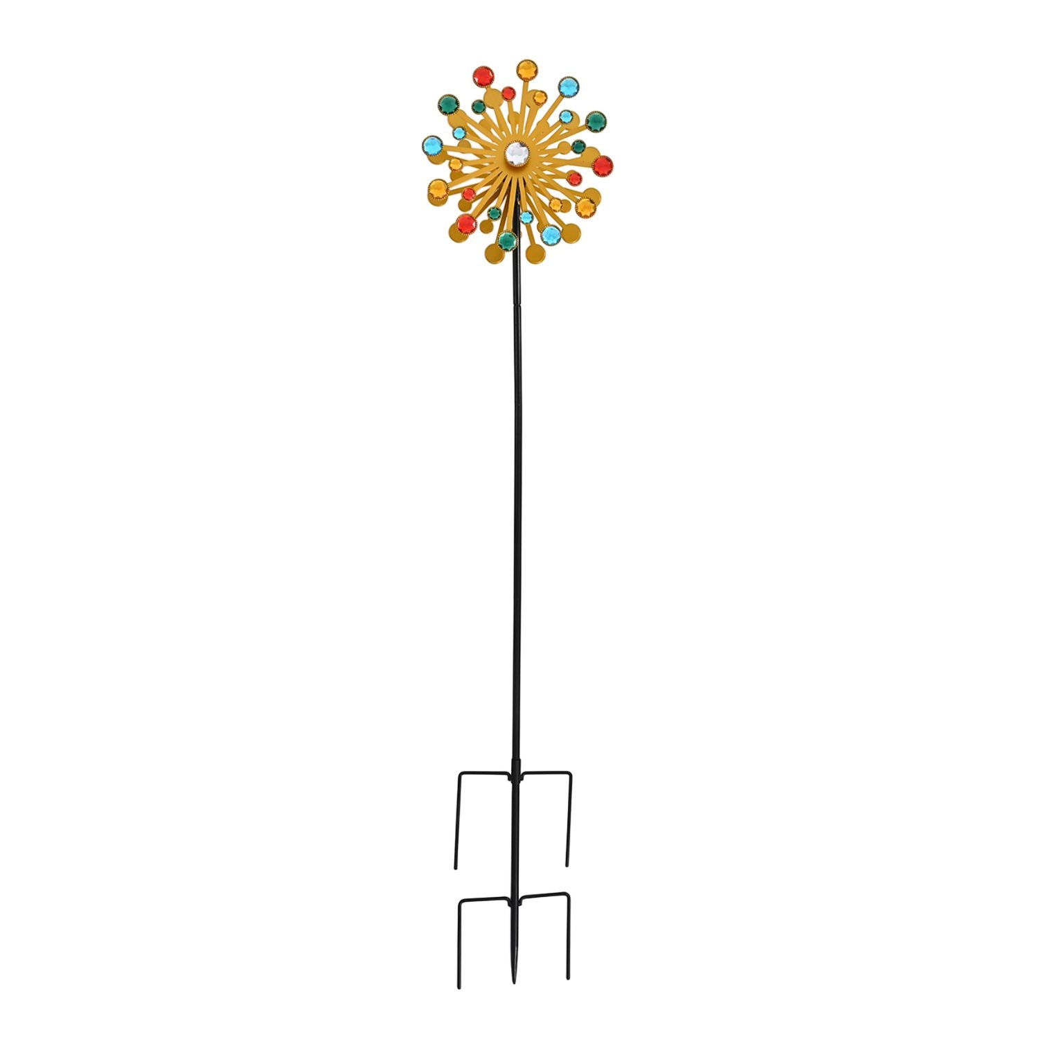 Solar Gartenstecker Windspiel mit LED Licht und Spinner, Eisen, 140 cm, Multicolor