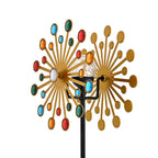 Solar Gartenstecker Windspiel mit LED Licht und Spinner, Eisen, 140 cm, Multicolor