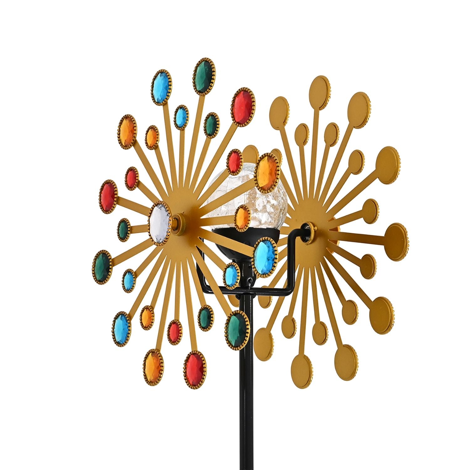 Solar Gartenstecker Windspiel mit LED Licht und Spinner, Eisen, 140 cm, Multicolor