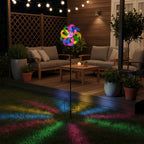 Solar Gartenleuchte Windrad, Eisen, 140 cm, Mehrfarbig