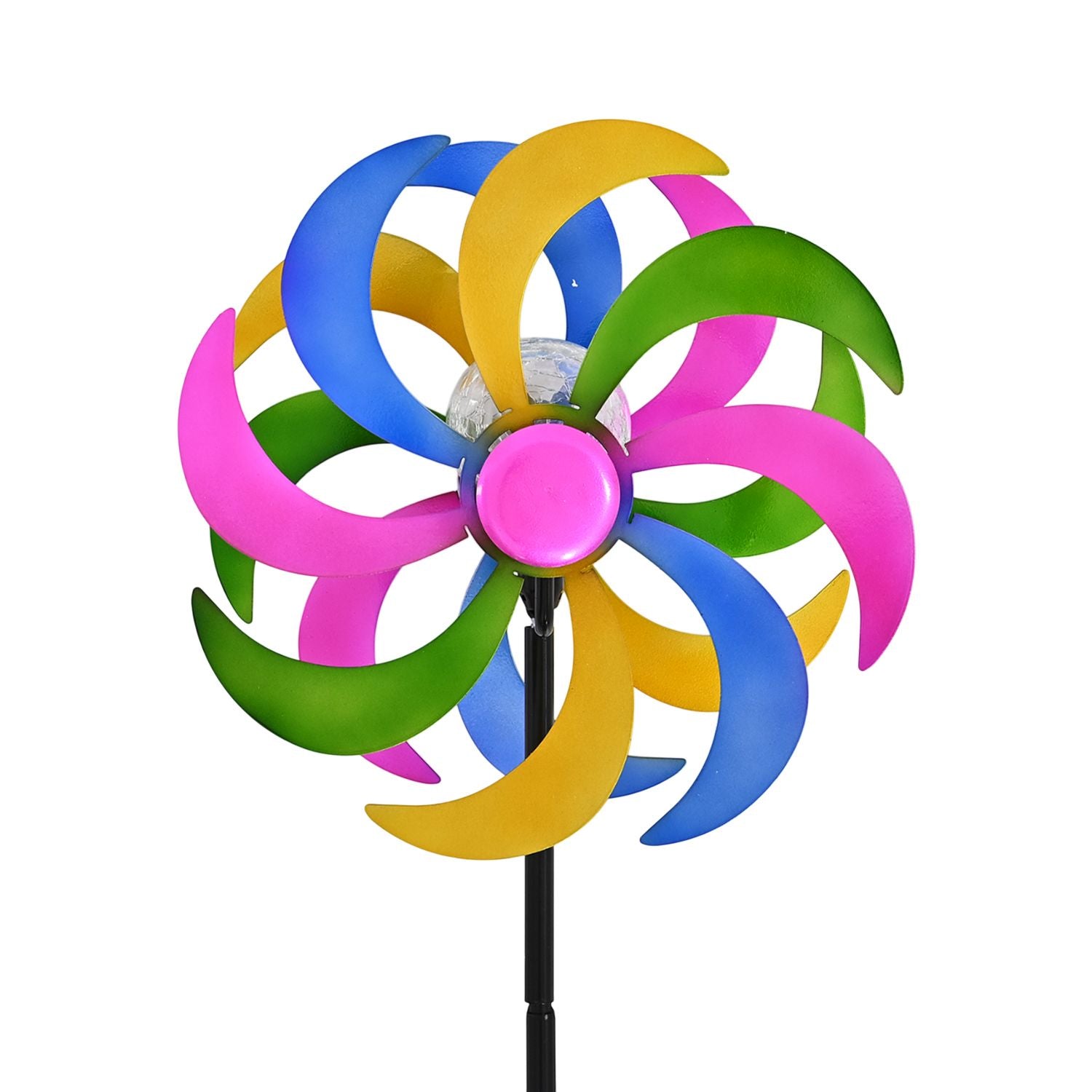 Solar Gartenleuchte Windrad, Eisen, 140 cm, Mehrfarbig
