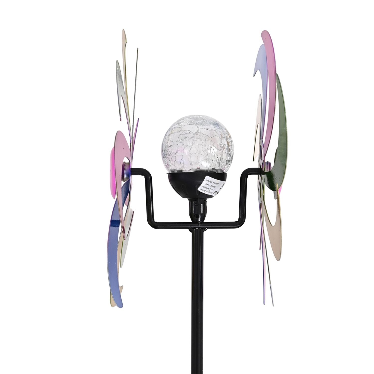Solar Gartenleuchte Windrad, Eisen, 140 cm, Mehrfarbig