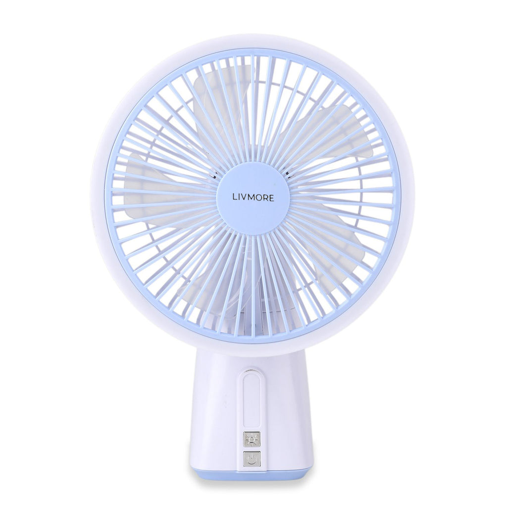 LIVMORE Akku Ventilator, oszillierend, 7 Zoll, Blau