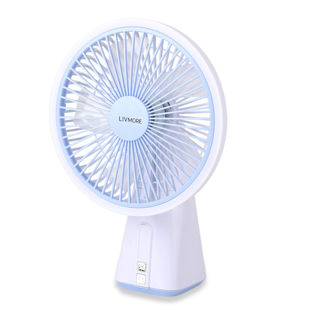LIVMORE Akku Ventilator, oszillierend, 7 Zoll, Blau