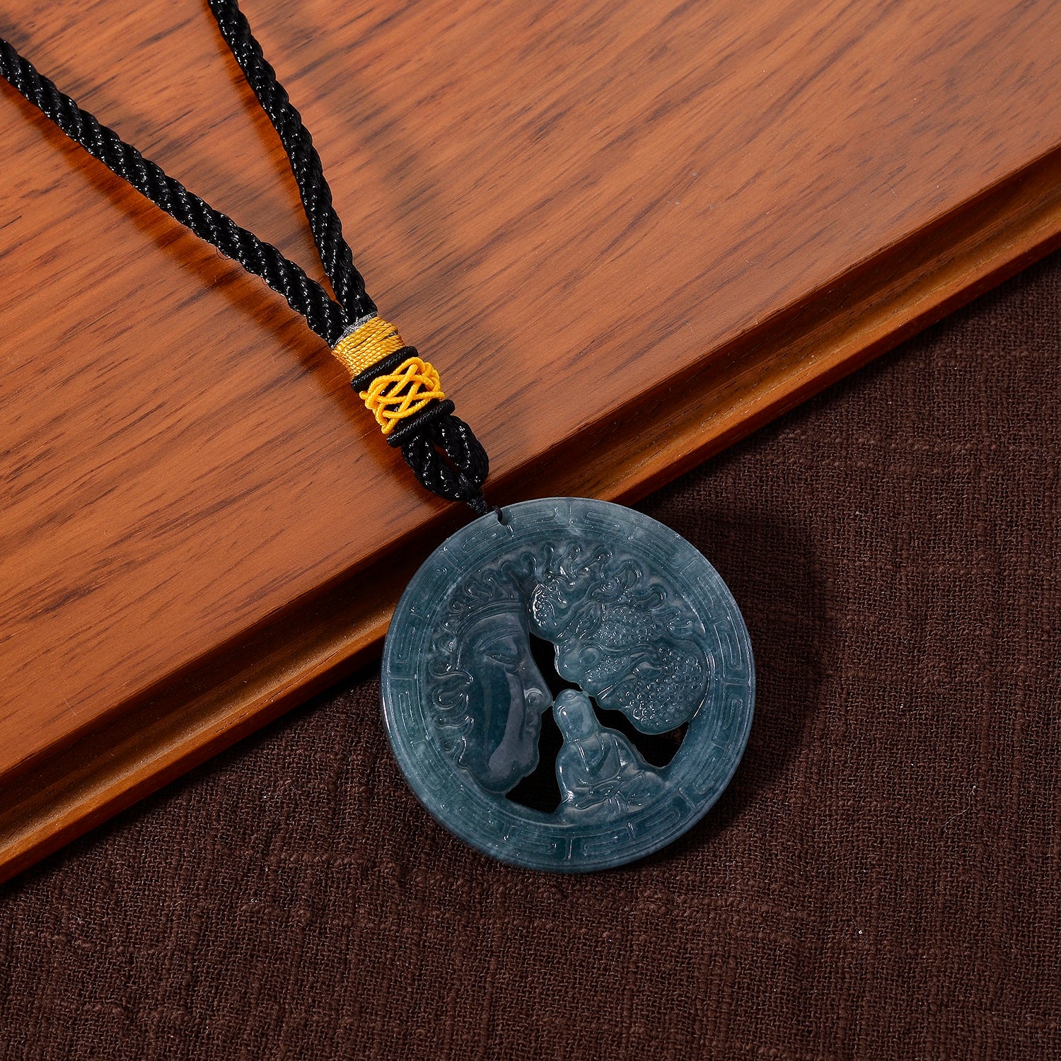 "One piece  approx 45mm carving Angry & Happy face with buddha balance in center Type A Olmec Jadeite hanging décor  "