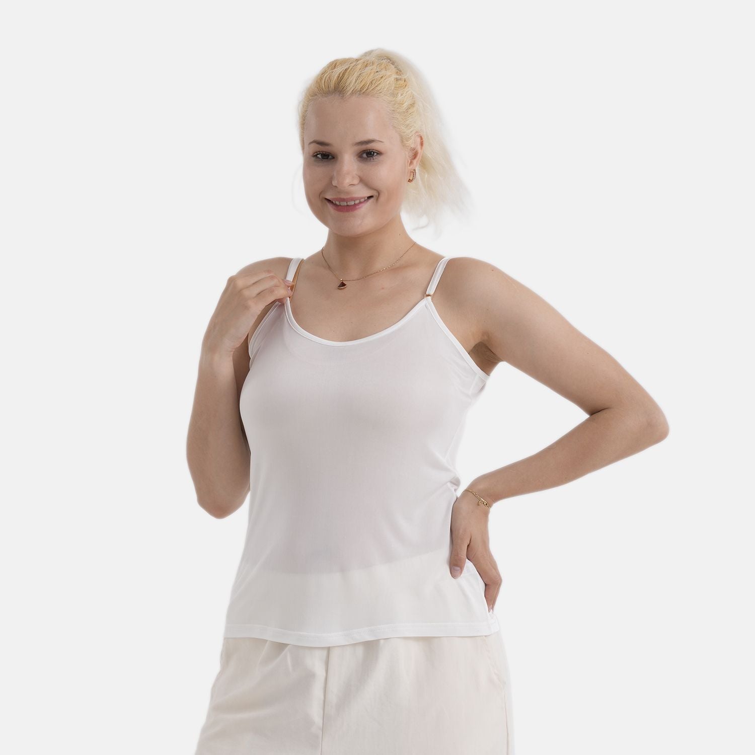 La Marey Mulberry silk vest- Khaki - Large