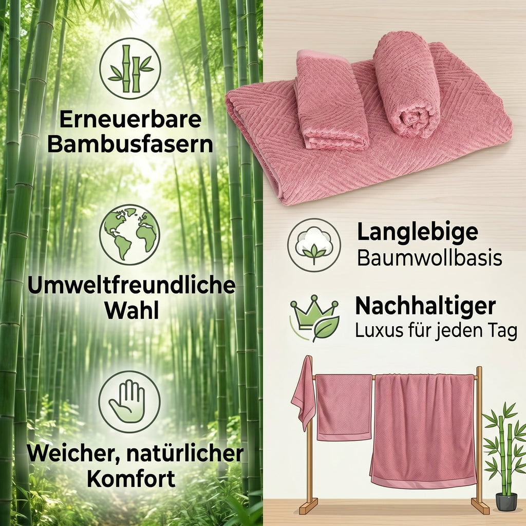 Set of 3 bamboo towel Material:Loop:100% bamboo Base fabric:100% cotton