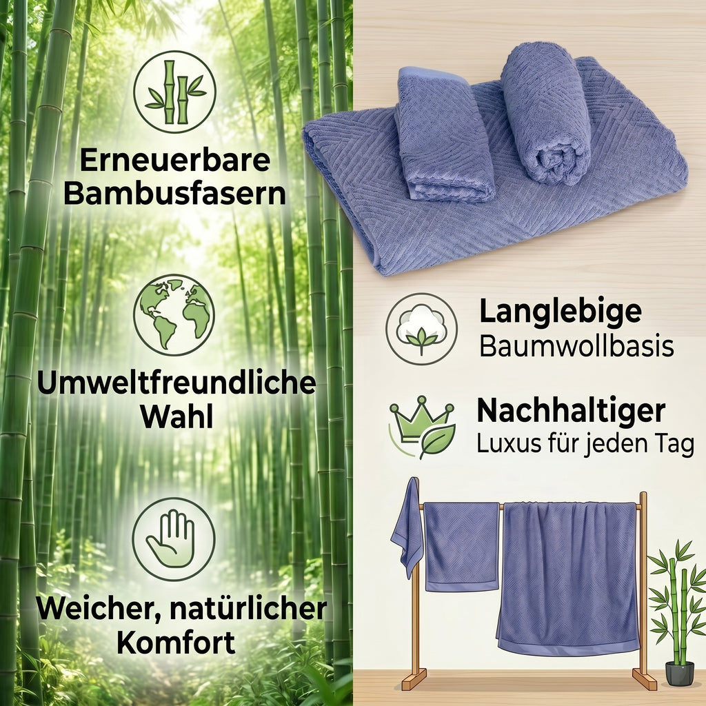 Set of 3 bamboo towel Material:Loop:100% bamboo Base fabric:100% cotton