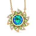 EVER TRUE Pfau Quarz Triplette, Peridot Halskette ca. 50 cm Nickelfreies Messing ca. 6.07 ct