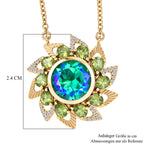 EVER TRUE Pfau Quarz Triplette, Peridot Halskette ca. 50 cm Nickelfreies Messing ca. 6.07 ct