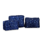 3er Set Aufbewahrungstaschen mit Blumenmuster, 210D Oxford Gewebe, Blau