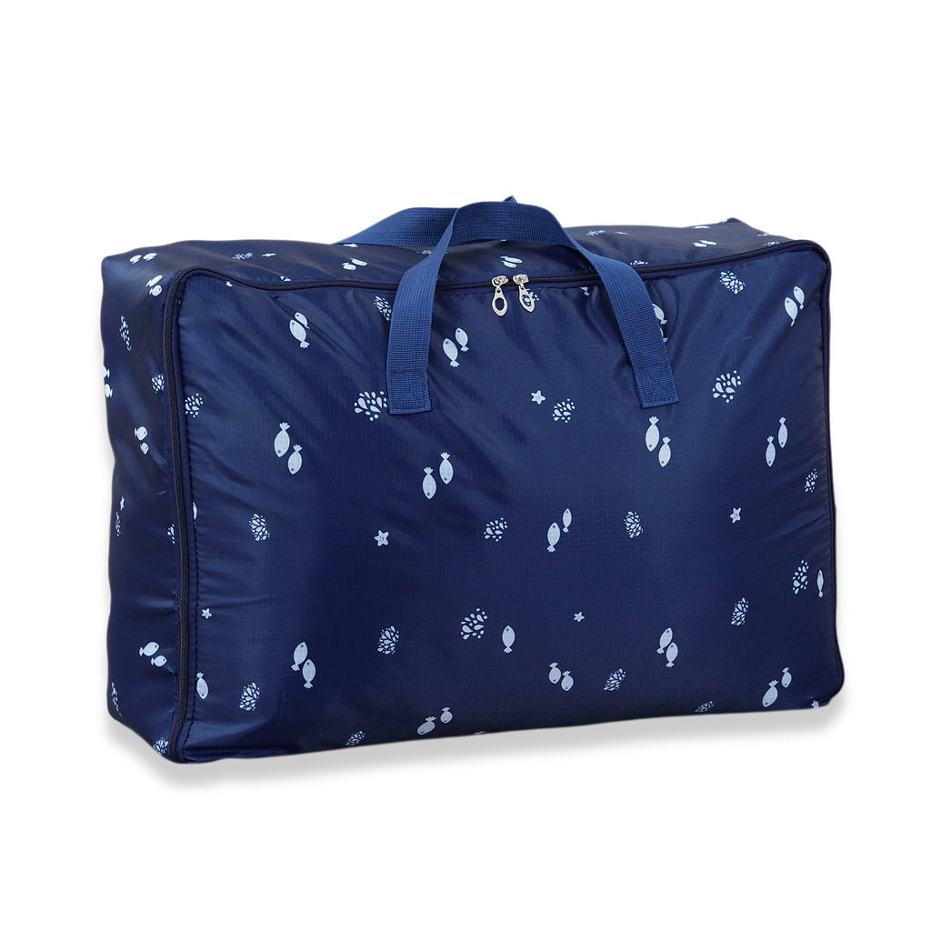 3er Set Aufbewahrungstaschen mit Blumenmuster, 210D Oxford Gewebe, Blau