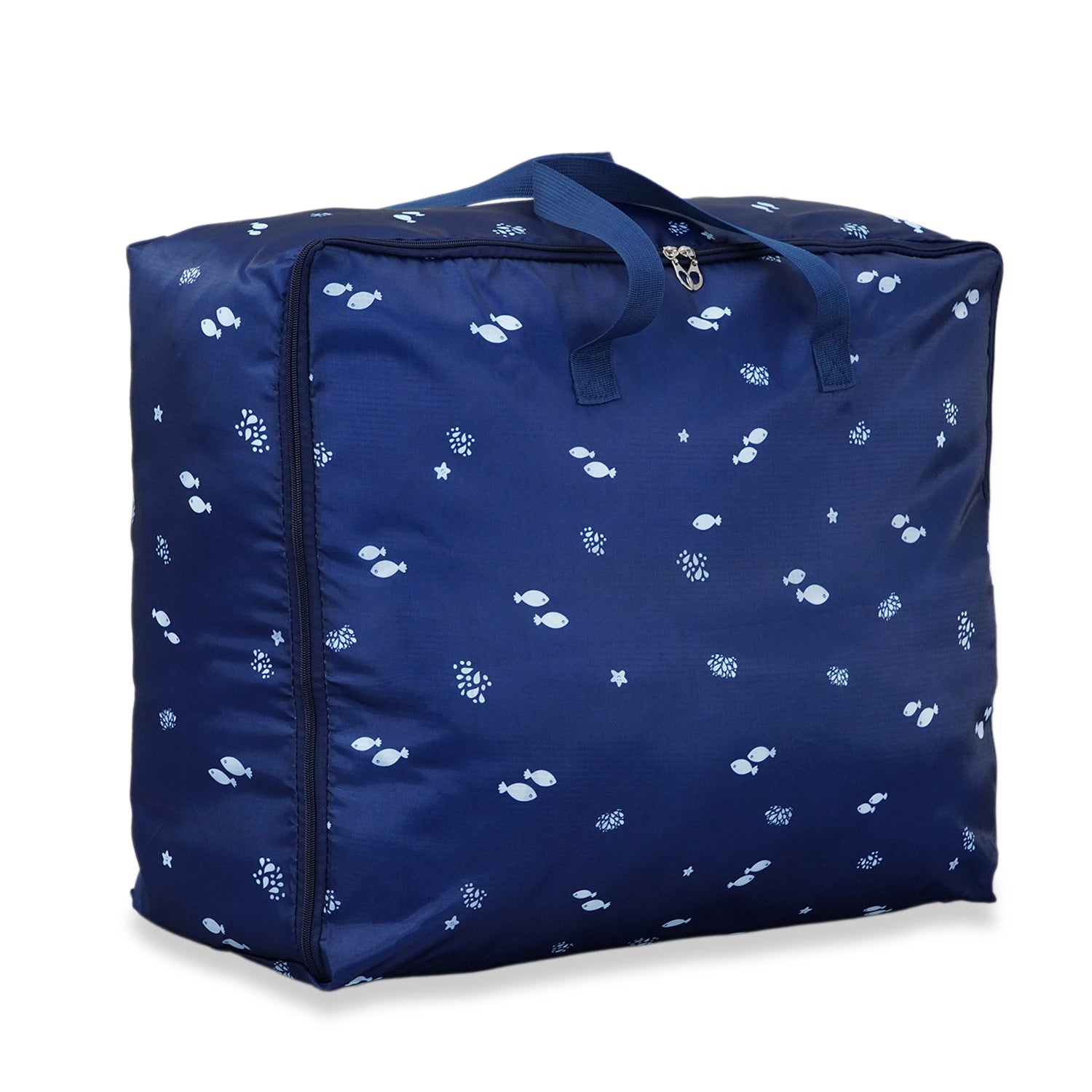 3er Set Aufbewahrungstaschen mit Blumenmuster, 210D Oxford Gewebe, Blau