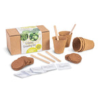 Kräuter-Anzuchtset 5-teilig Basilikum Schnittlauch Dill Petersilie Thymian mit Holzfaser-Töpfen Erde-Tabletten Saatgut und Pflanzenetiketten in Geschenkbox