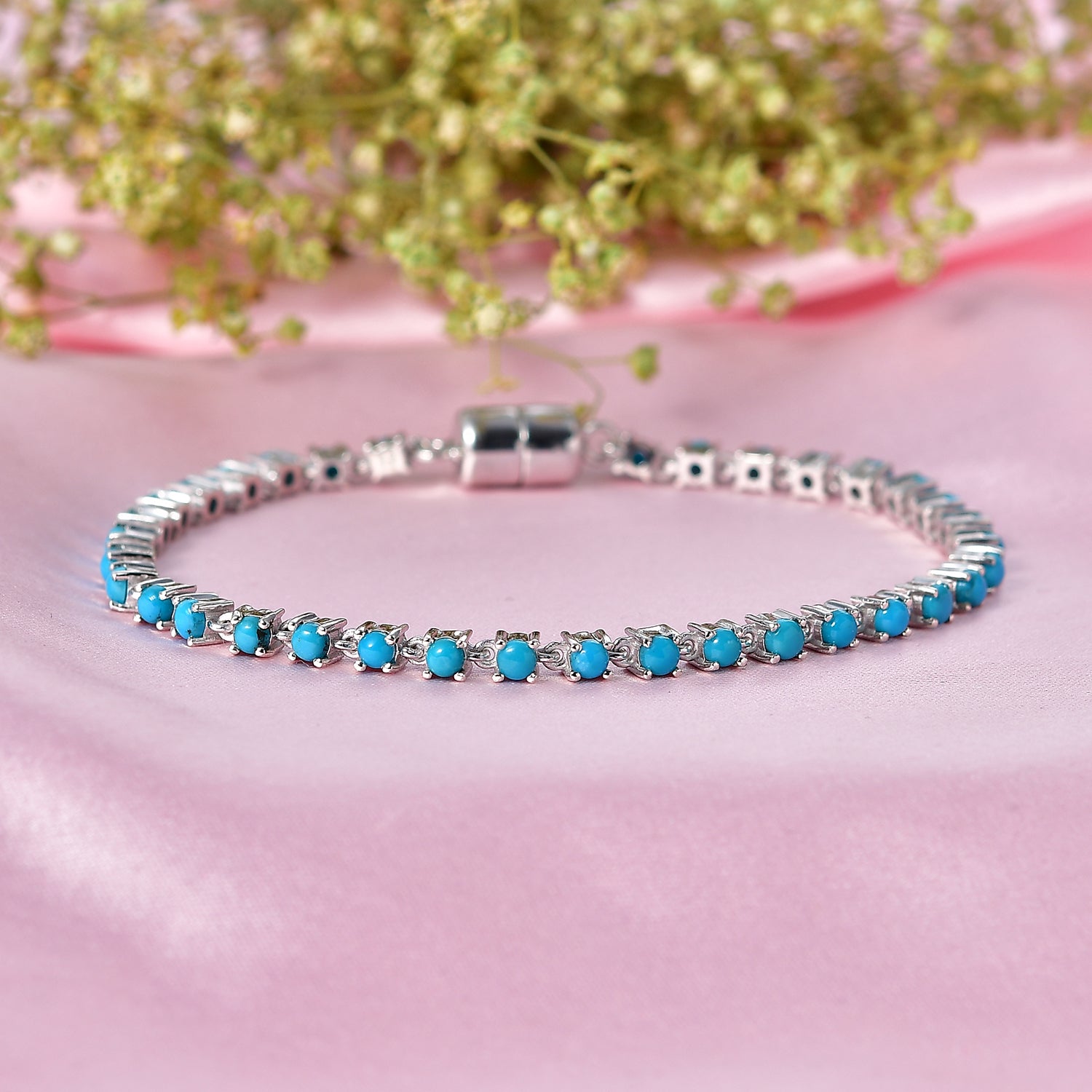 D'Joy AA Sleeping Beauty Türkis Armband ca. 19 cm 925 Silber Rhodiniert ca. 3.80 ct