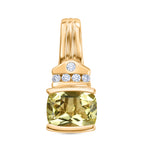 D'Joy AAA Ouro Verde-Quarz, Weißer Zirkon Anhänger 925 Silber 750 Vergoldet ca. 1,48 ct.