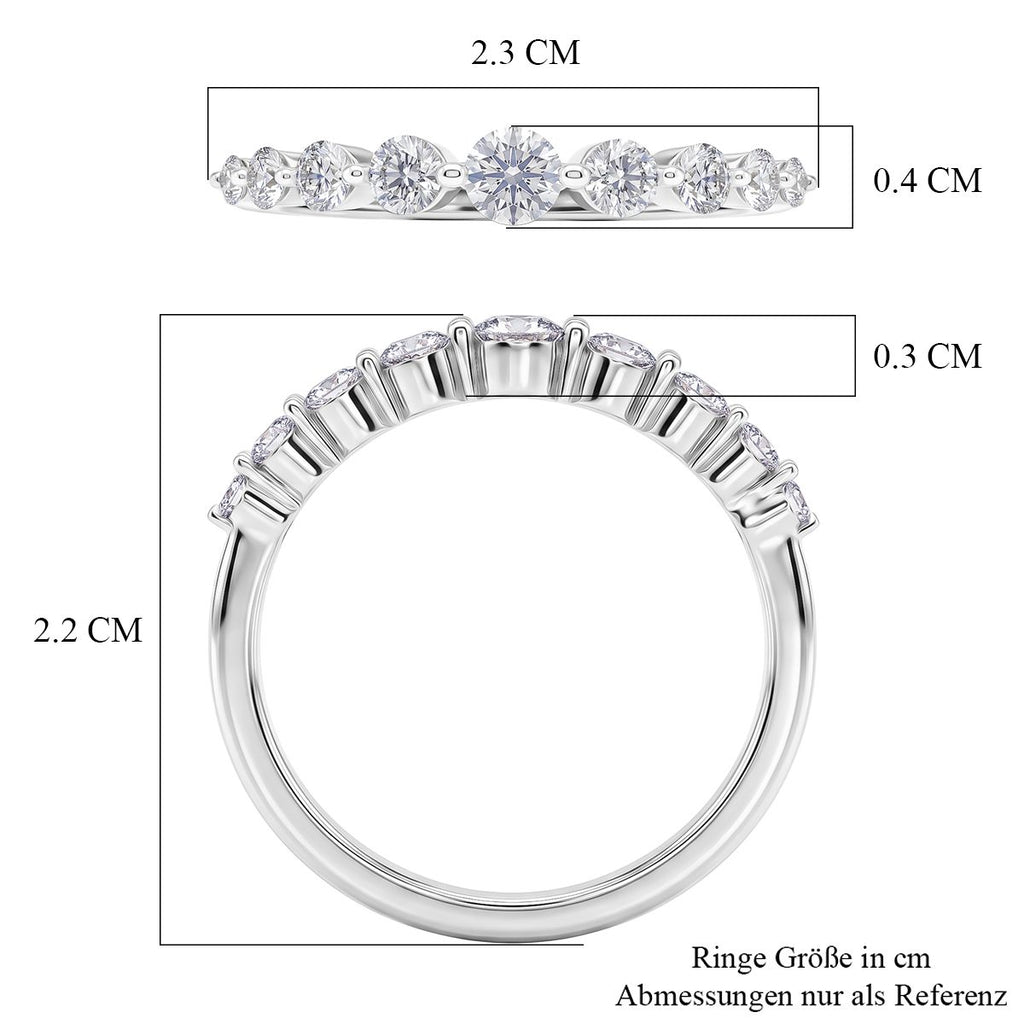 LUXURIANT DIAMOND - Lab Grown Diamant SI-GH SGL zertifiziert Ring 925 Silber Rhodiniert (Größe 21.00) ca. 0.50 ct