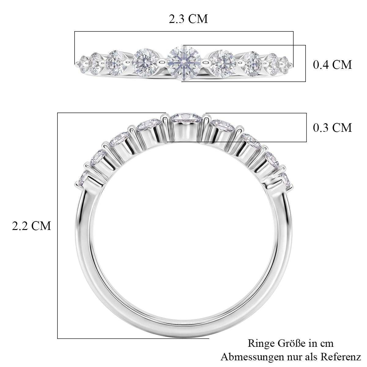 LUXURIANT DIAMOND - Lab Grown Diamant SI-GH SGL zertifiziert Ring 925 Silber Rhodiniert (Größe 21.00) ca. 0.50 ct