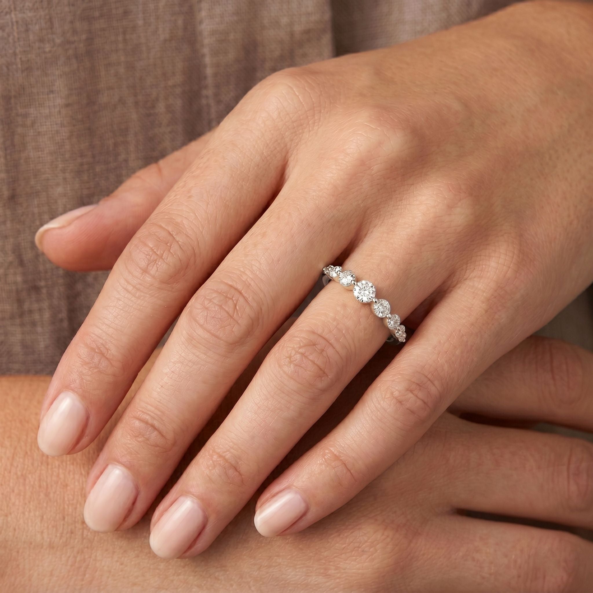 LUXURIANT DIAMOND - Lab Grown Diamant SI-GH SGL zertifiziert Ring 925 Silber Rhodiniert (Größe 21.00) ca. 0.50 ct