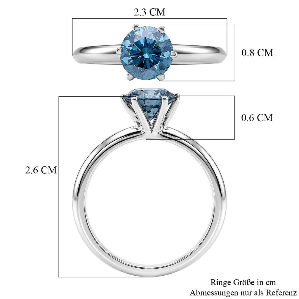 LUXURIANT DIAMOND - Lab Grown Blauer Diamant SI Ring 925 Silber Rhodiniert (Größe 18.00) ca. 1,78 ct