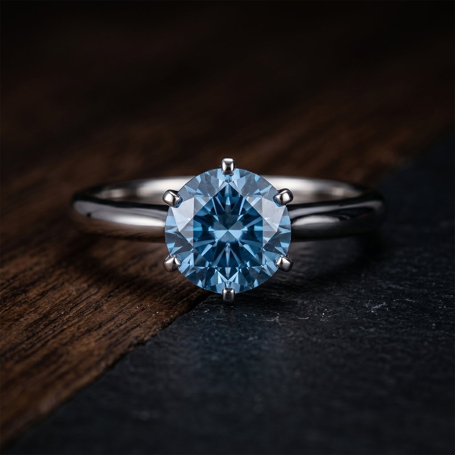 LUXURIANT DIAMOND - Lab Grown Blauer Diamant SI Ring 925 Silber Rhodiniert (Größe 18.00) ca. 1,78 ct