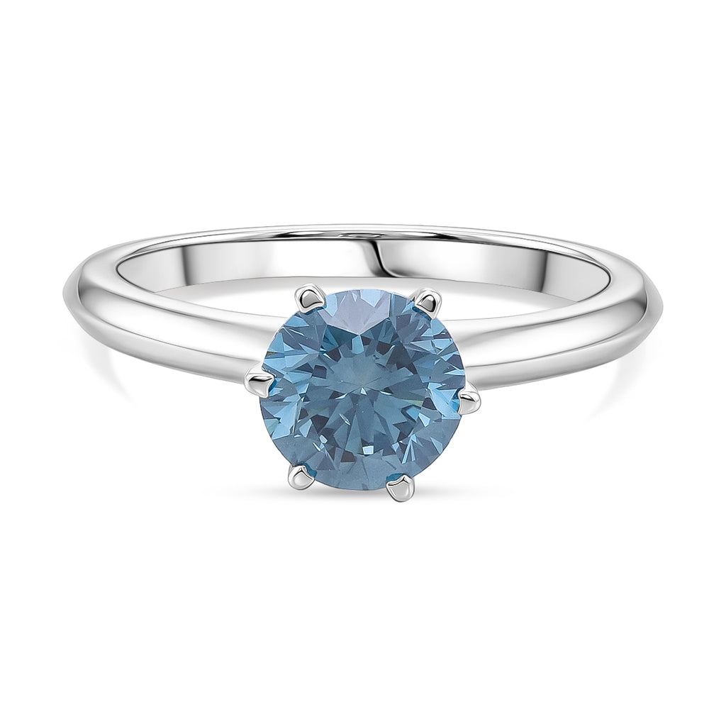 LUXURIANT DIAMOND - Lab Grown Blauer Diamant SI Ring 925 Silber Rhodiniert (Größe 18.00) ca. 1,78 ct