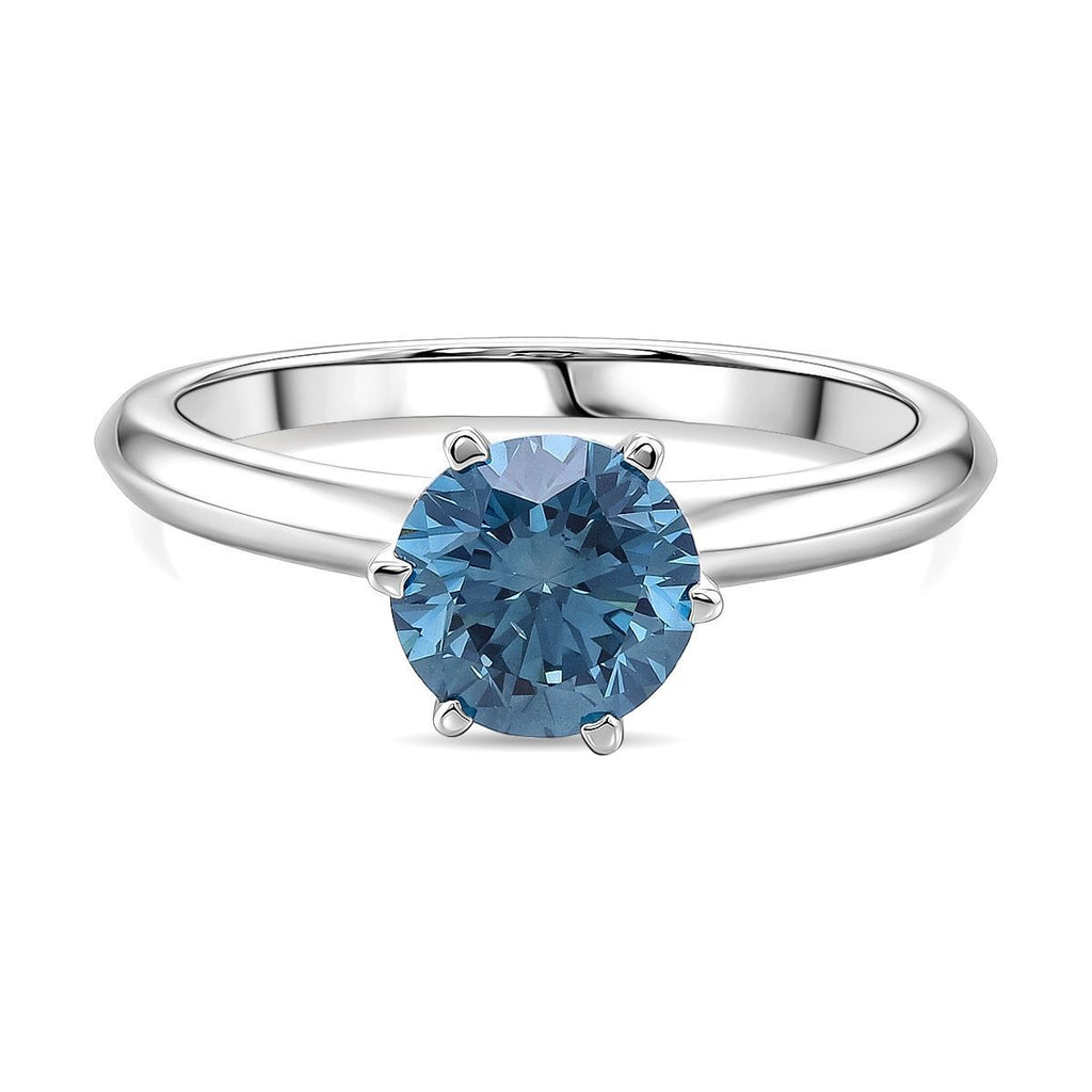 LUXURIANT DIAMOND - Lab Grown Blauer Diamant SI Ring 925 Silber Rhodiniert (Größe 18.00) ca. 1,78 ct