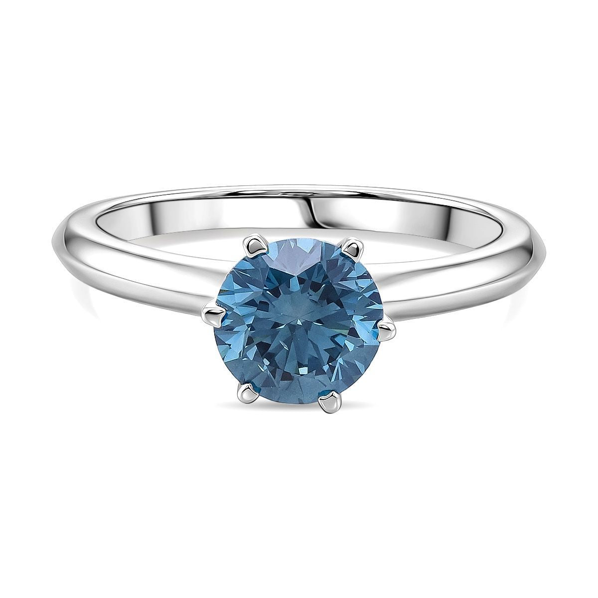 LUXURIANT DIAMOND - Lab Grown Blauer Diamant SI Ring 925 Silber Rhodiniert (Größe 18.00) ca. 1,78 ct