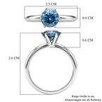 LUXURIANT DIAMOND - Lab Grown Blauer Diamant SI Ring 925 Silber Rhodiniert (Größe 18.00) ca. 1,78 ct