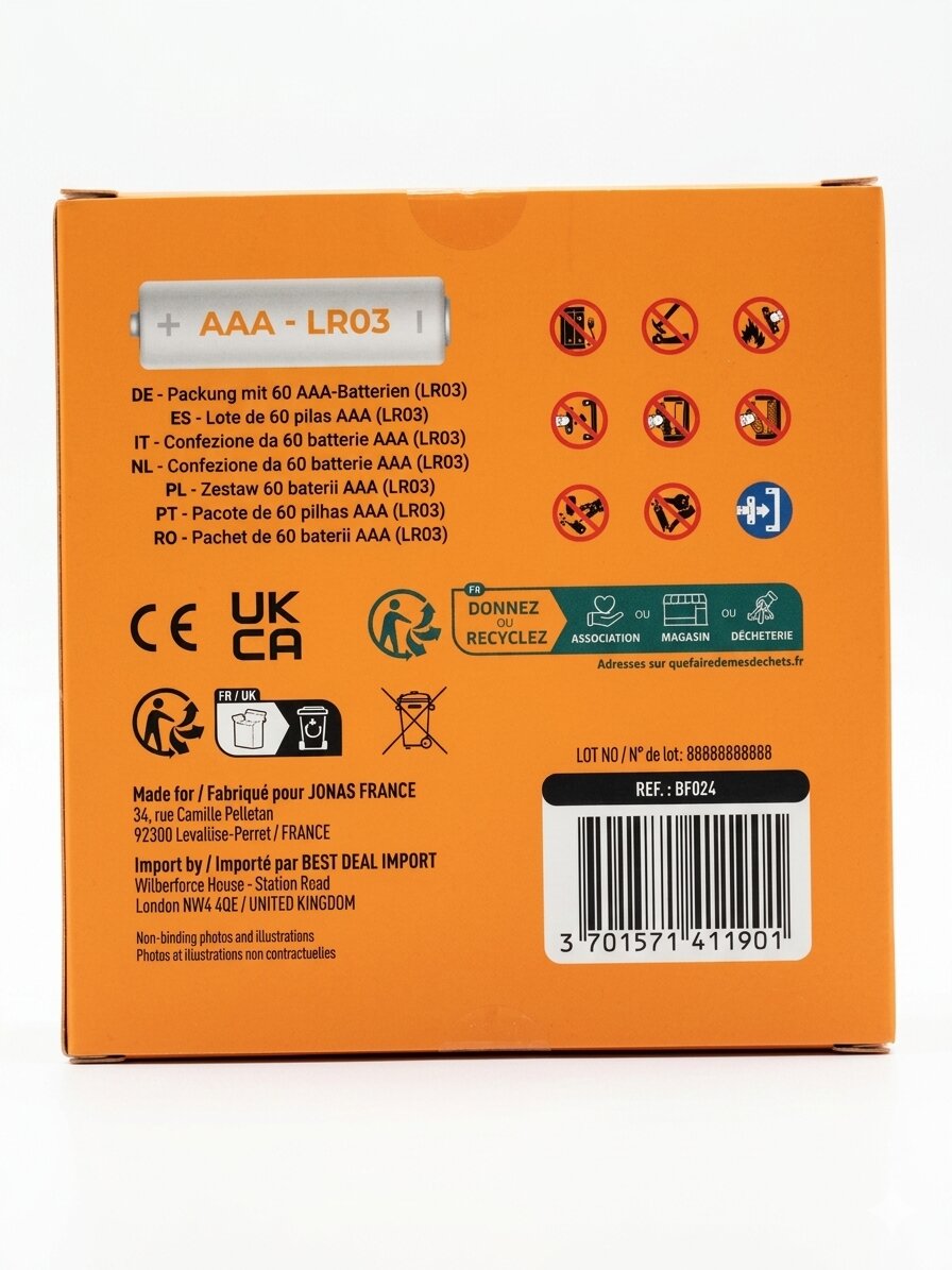 Tekkin Digital Power Alkaline Batterien AAA LR03, 60er Set