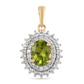Natürlicher Peridot und Zirkon-Anhänger, 925 Silber vergoldet ca. 2,99 ct
