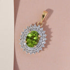 Natürlicher Peridot und Zirkon-Anhänger, 925 Silber vergoldet ca. 2,99 ct