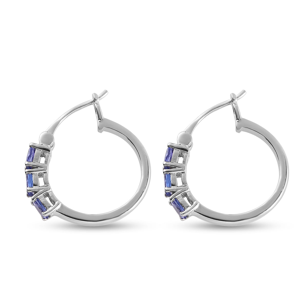 AAA Tansanit-Creolen, 925 Silber platiniert ca. 1,10 ct