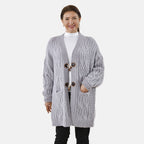 Lange Strickjacke mit Schlaufe, 87x44x60cm, grau