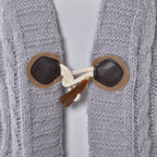 Lange Strickjacke mit Schlaufe, 87x44x60cm, grau