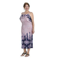 Midaxi-Kleid mit gesmokter Taille, One Size,  Dunkelblau mit rosa Blumen