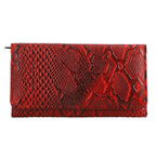 Geldbörse aus Leder mit RFID Schutz und Python Prägung, 18,4 x 10,2 cm, Rot