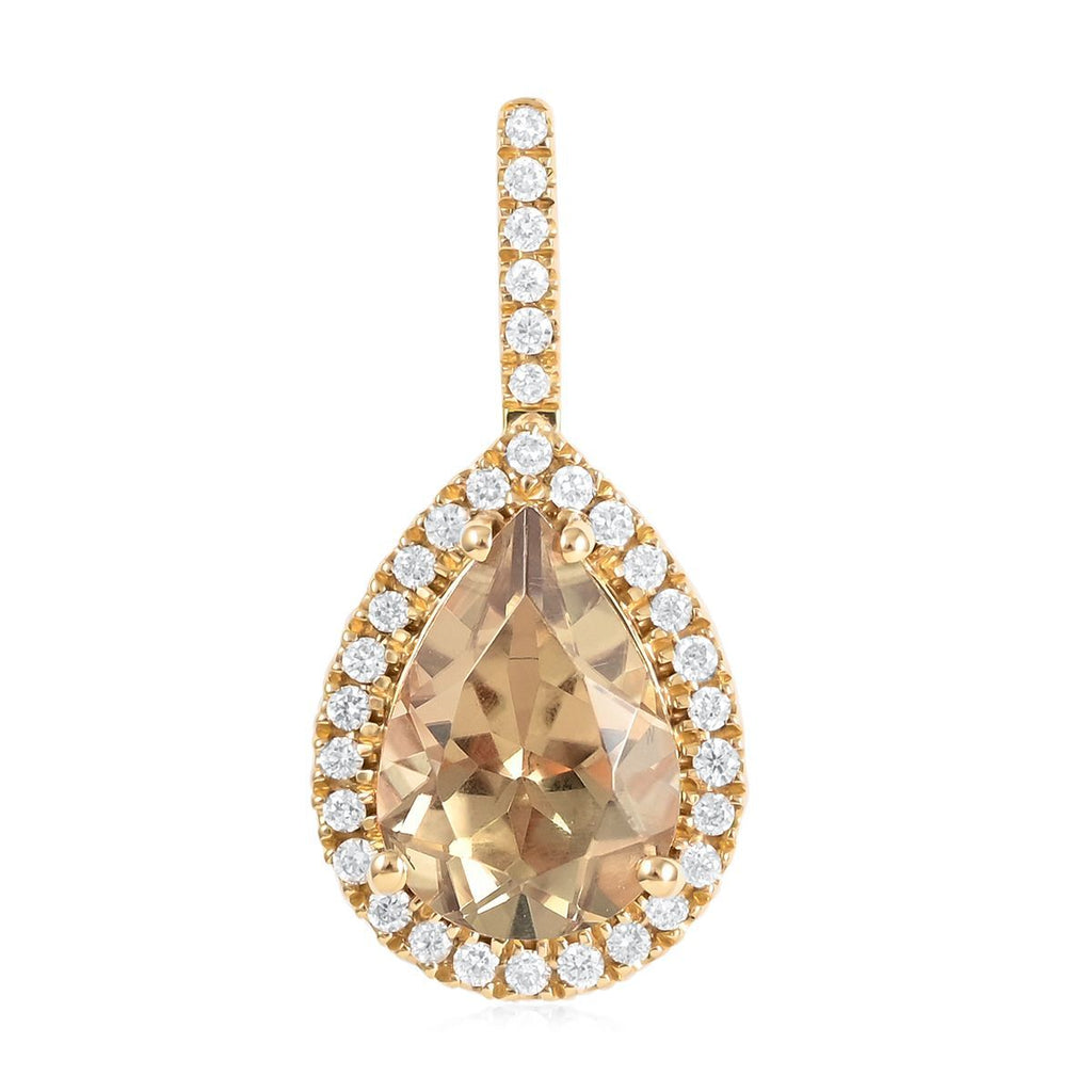 ILIANA AAA Turkizit und weißer Diamant-Anhänger SI-GH AGI zertifiziert und geprüft, 750 Gelbgold ca. 2.20 ct