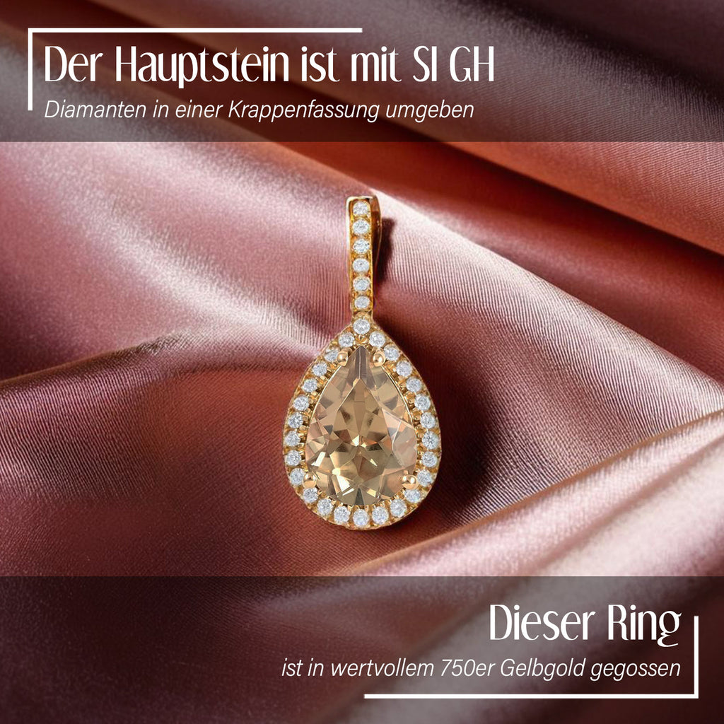 ILIANA AAA Turkizit und weißer Diamant-Anhänger SI-GH AGI zertifiziert und geprüft, 750 Gelbgold ca. 2.20 ct