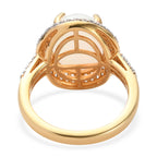 Natürlicher, äthiopischer Opal und Zirkon-Ring, 925 Silber Gelbgold Vermeil ca. 4.08 ct