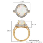 Natürlicher, äthiopischer Opal und Zirkon-Ring, 925 Silber Gelbgold Vermeil ca. 4.08 ct
